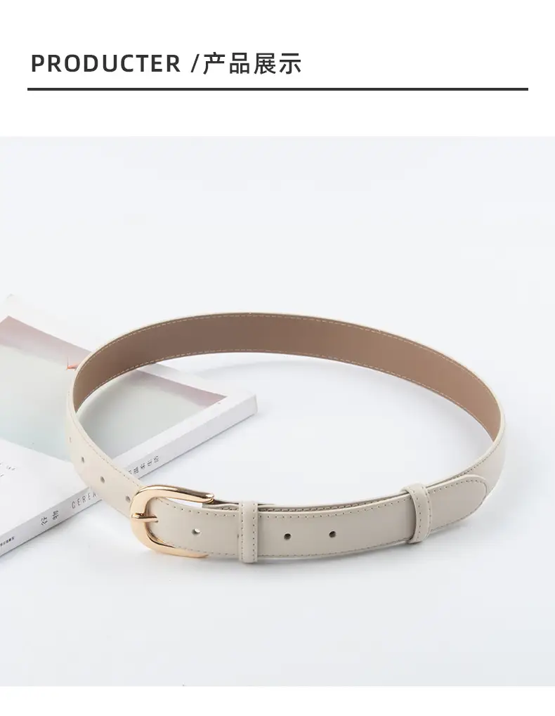 Women's Red Leather Belt with Gold Buckle β feature 10