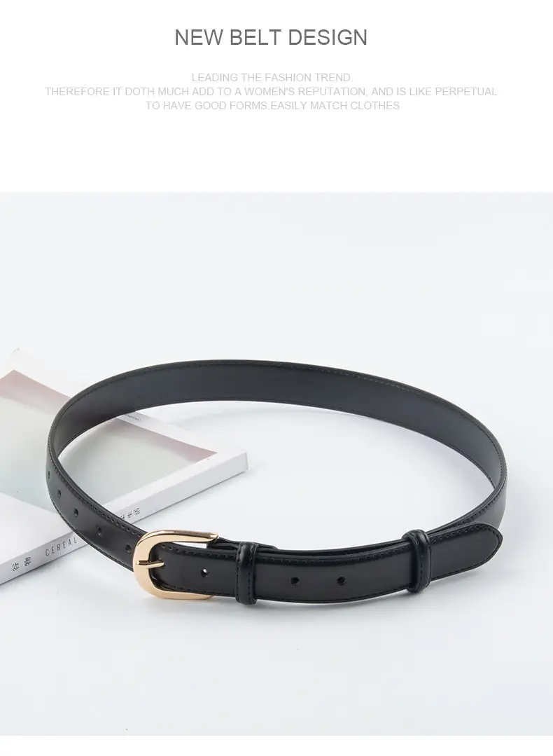 Women's Red Leather Belt with Gold Buckle β feature 11