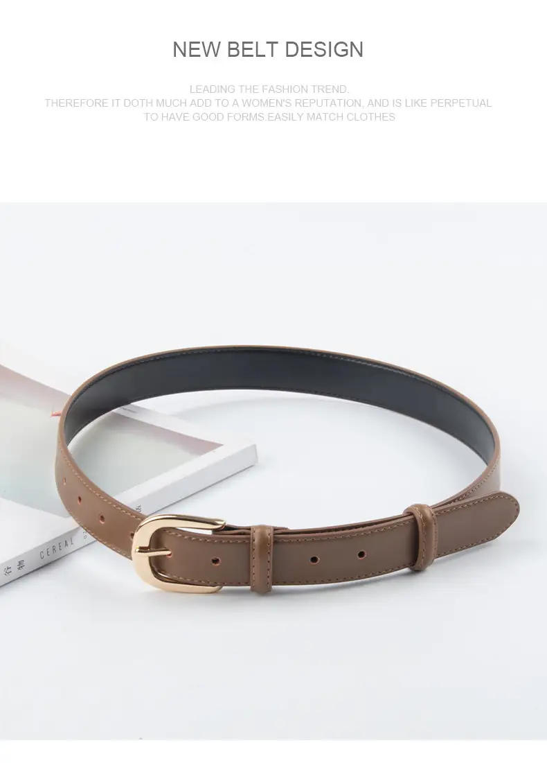Women's Red Leather Belt with Gold Buckle β feature 13