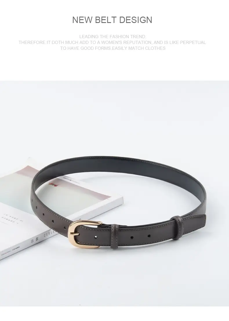 Women's Red Leather Belt with Gold Buckle β feature 14