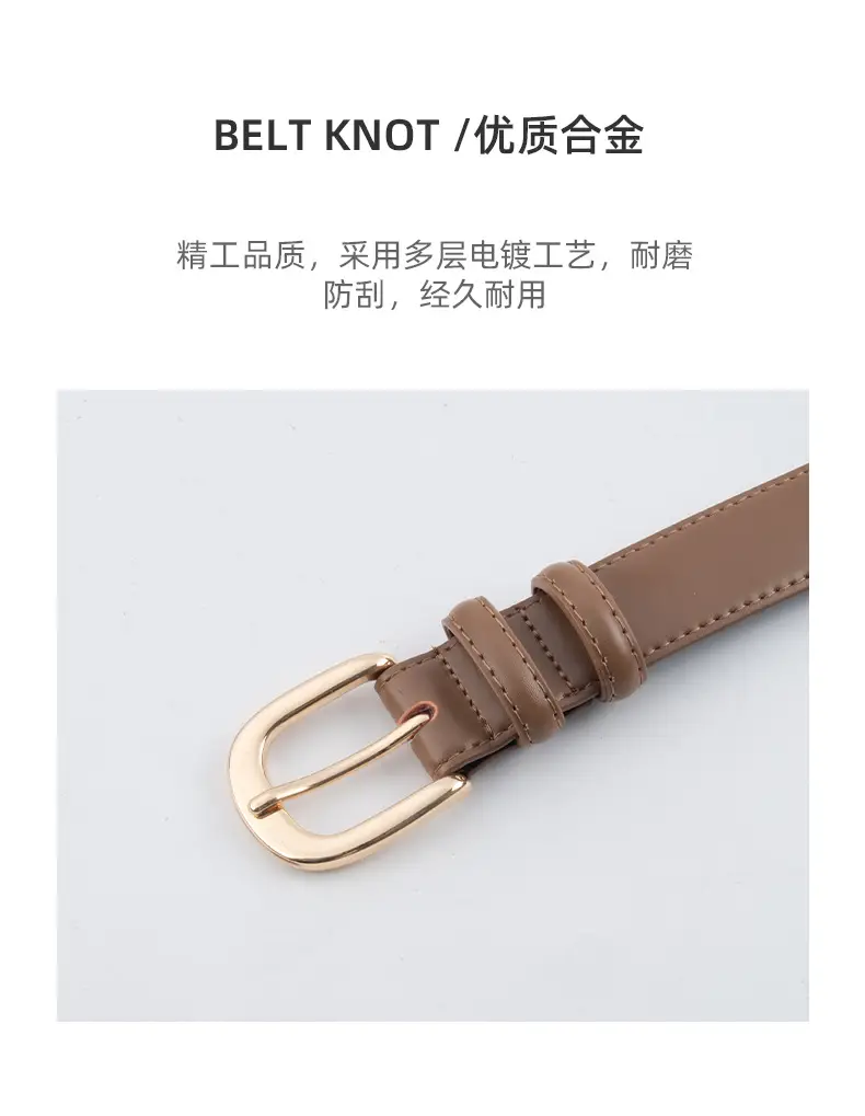 Women's Red Leather Belt with Gold Buckle β feature 7