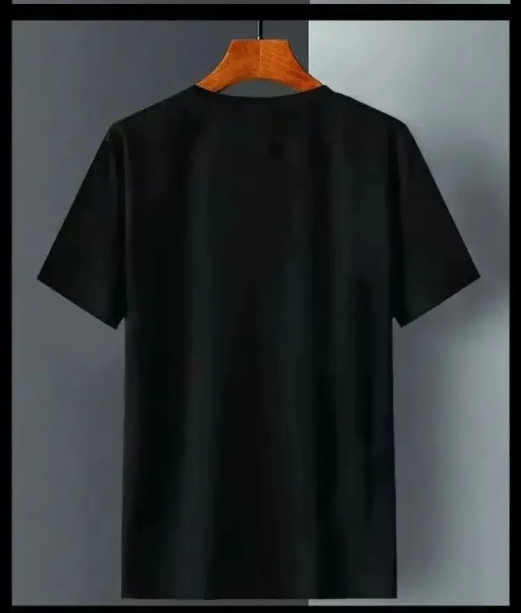 Men Ice Silk T-Shirt Black Green Orange Striped — feature 10