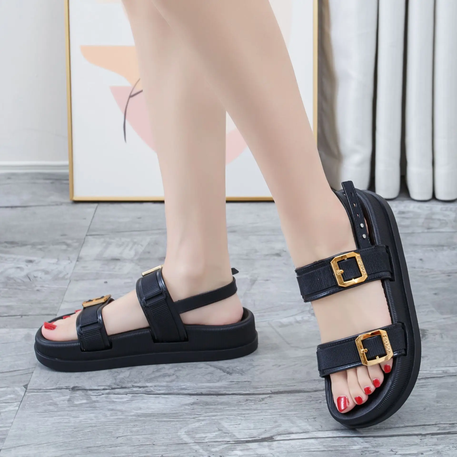 Women Black Buckle Sandals 2025 — feature 5