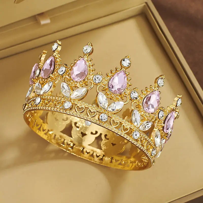 Gold Crown Tiara with Green Emerald & Crystal — feature 10