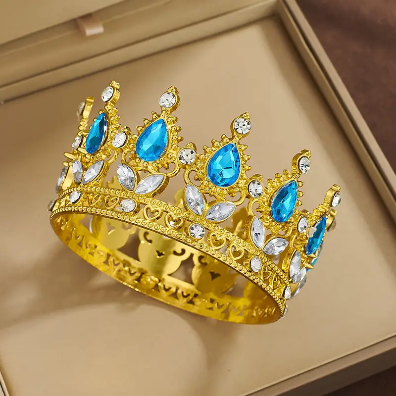 Gold Crown Tiara with Green Emerald & Crystal — feature 4