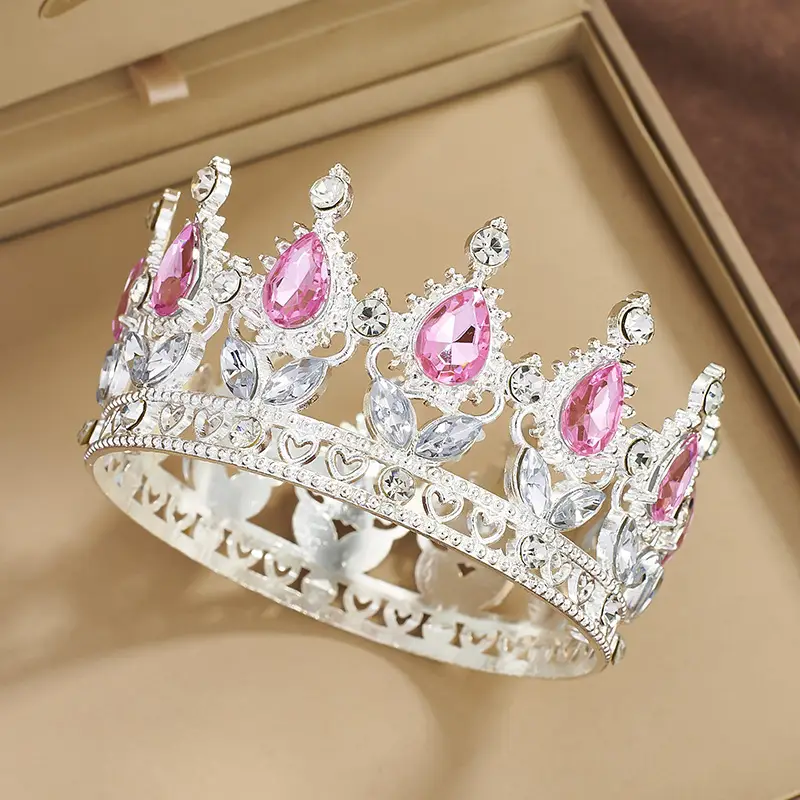 Gold Crown Tiara with Green Emerald & Crystal