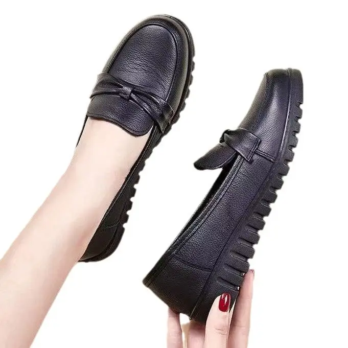 Women's Black Slip-On Loafers with Soft Leather Bottom - Image 6