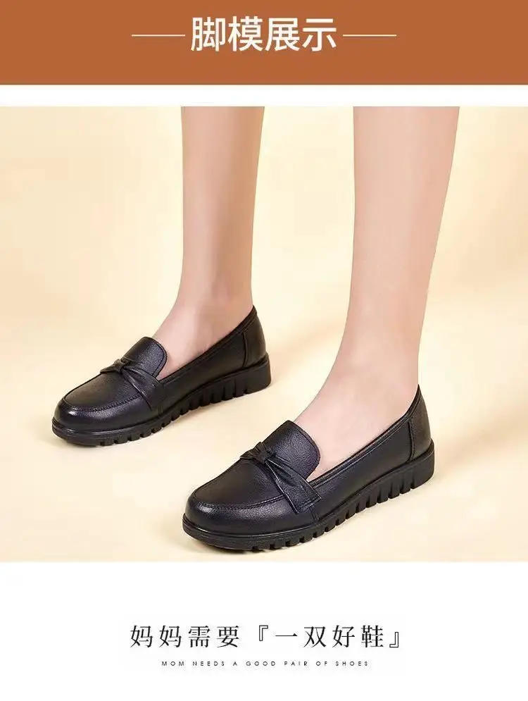 Women's Black Slip-On Loafers with Soft Leather Bottom — feature 1
