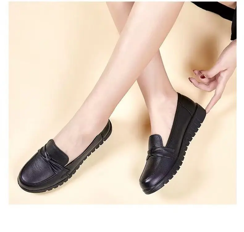 Women's Black Slip-On Loafers with Soft Leather Bottom — feature 2
