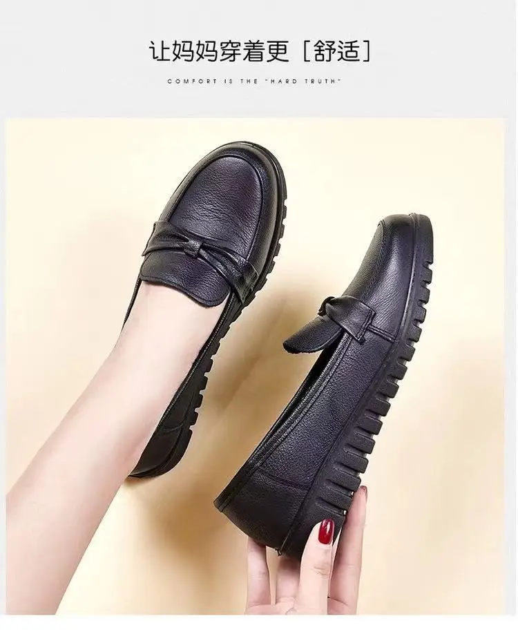 Women's Black Slip-On Loafers with Soft Leather Bottom — feature 3