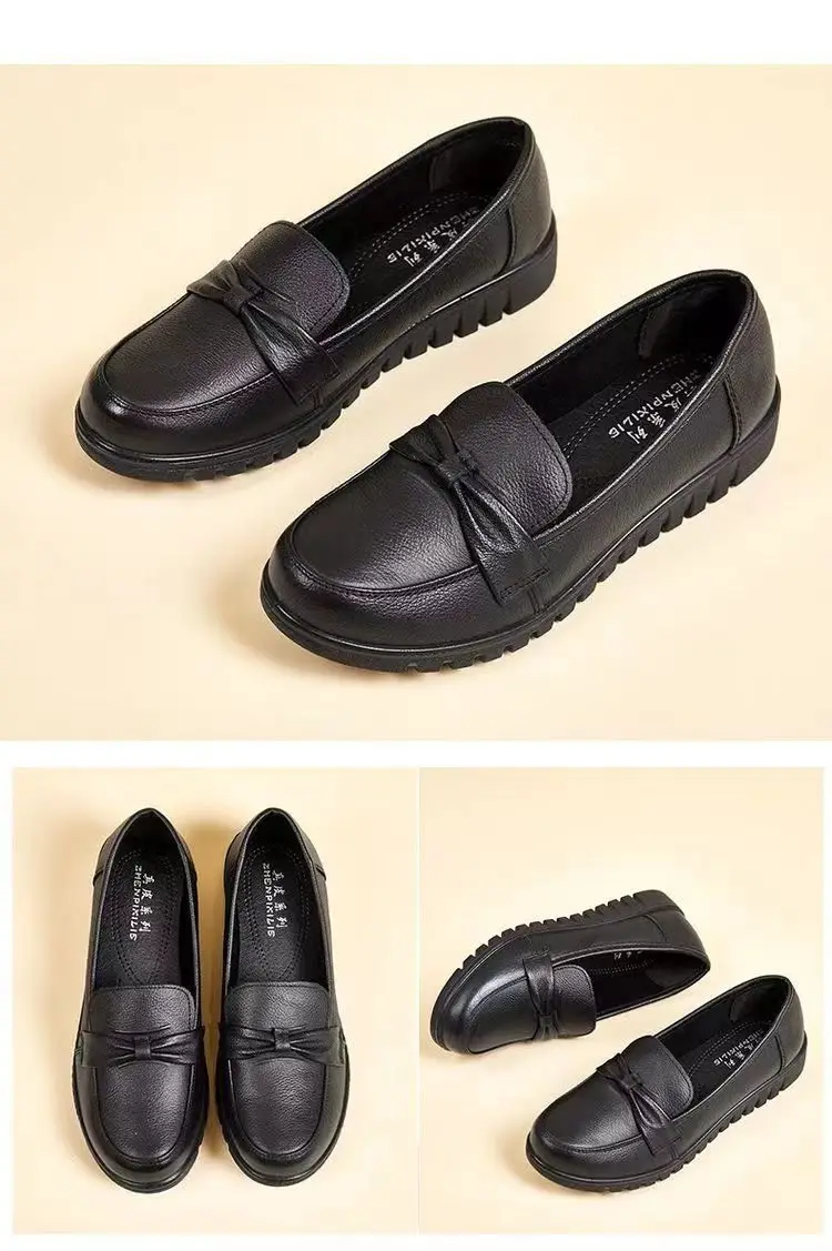 Women's Black Slip-On Loafers with Soft Leather Bottom — feature 5