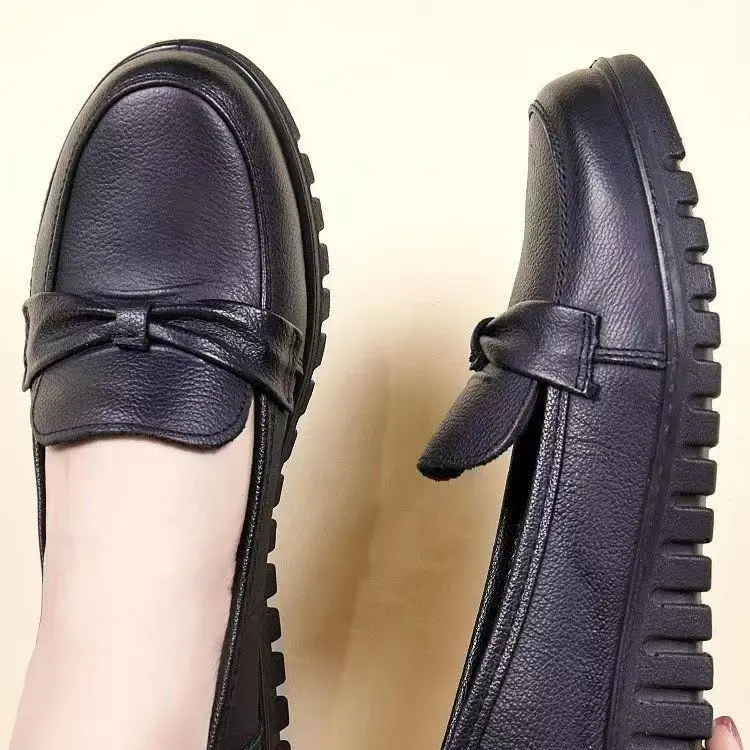 Women's Black Slip-On Loafers with Soft Leather Bottom — feature 7