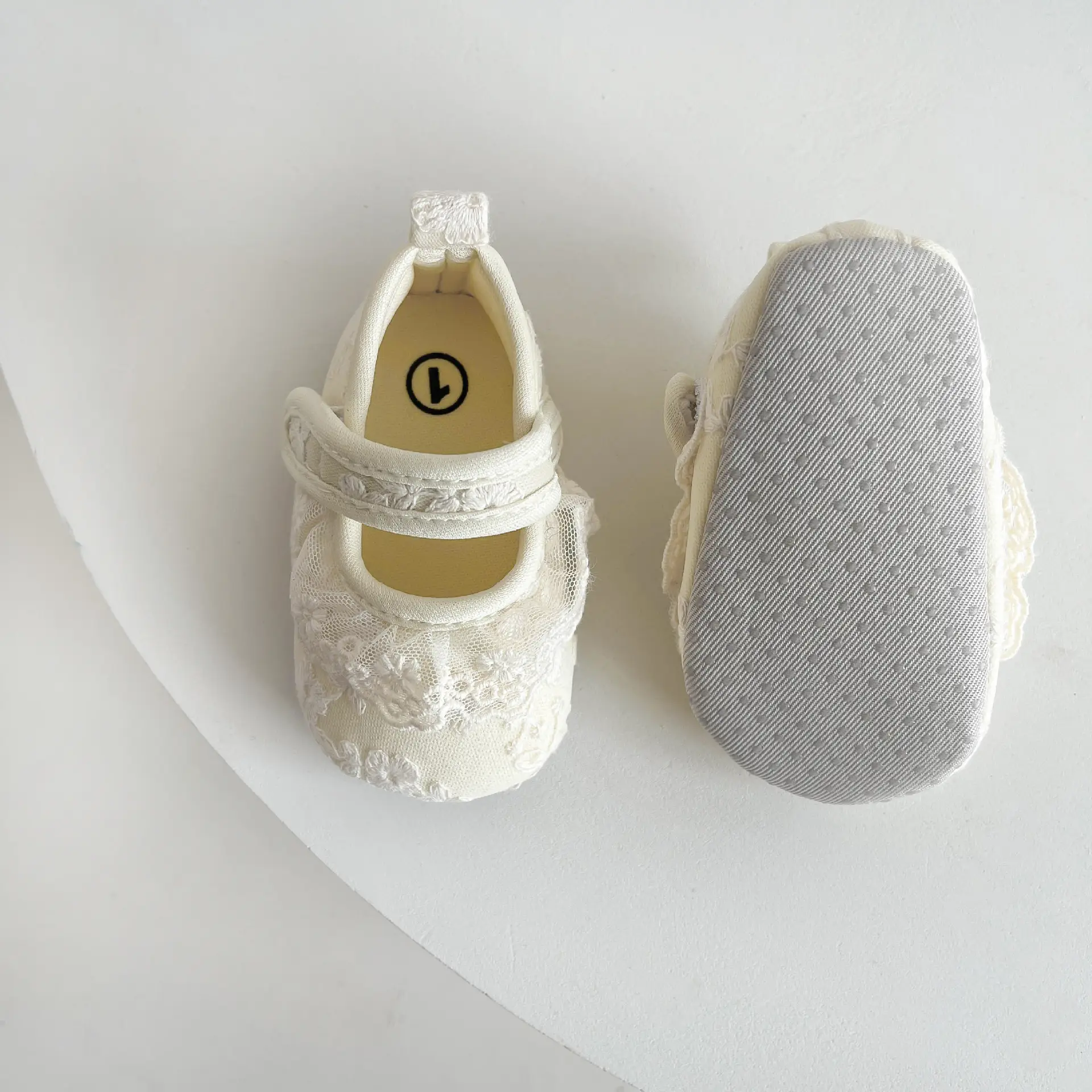 White Lace Baby Shoes 0-1 Year Old Cotton Non-Slip — feature 6