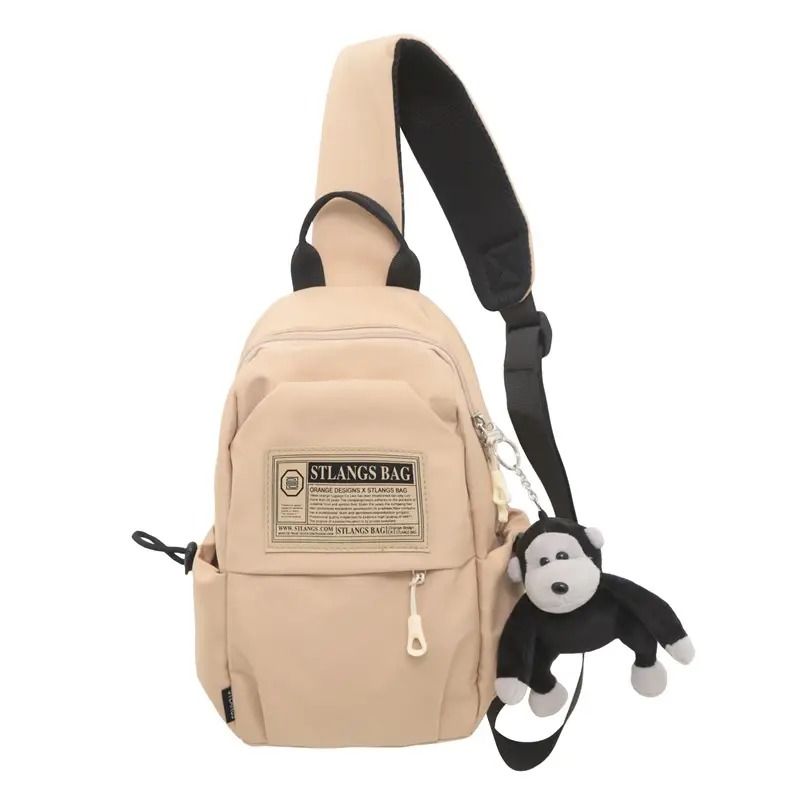Light Blue Student Shoulder Bag with Cartoon Paw