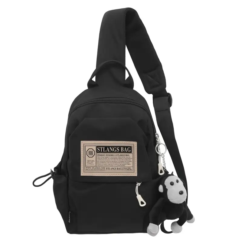 Light Blue Student Shoulder Bag with Cartoon Paw