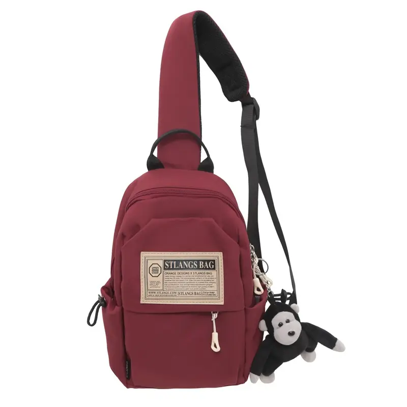 Light Blue Student Shoulder Bag with Cartoon Paw
