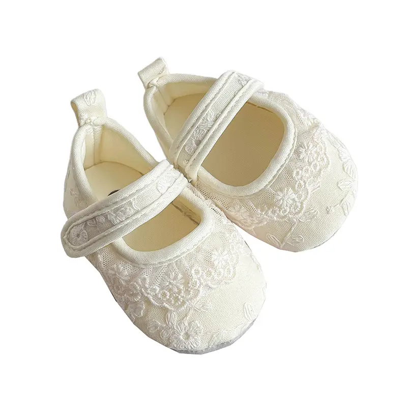 Newborn Lace Baby Shoes White Non-Slip Floor