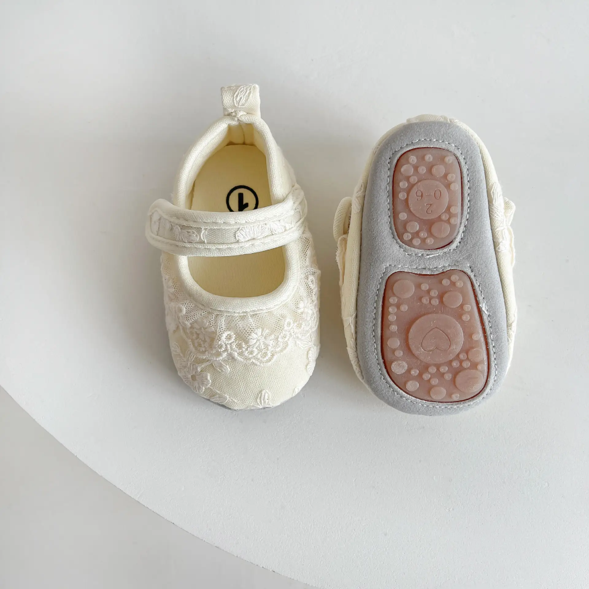 Newborn Lace Baby Shoes White Non-Slip Floor — feature 7
