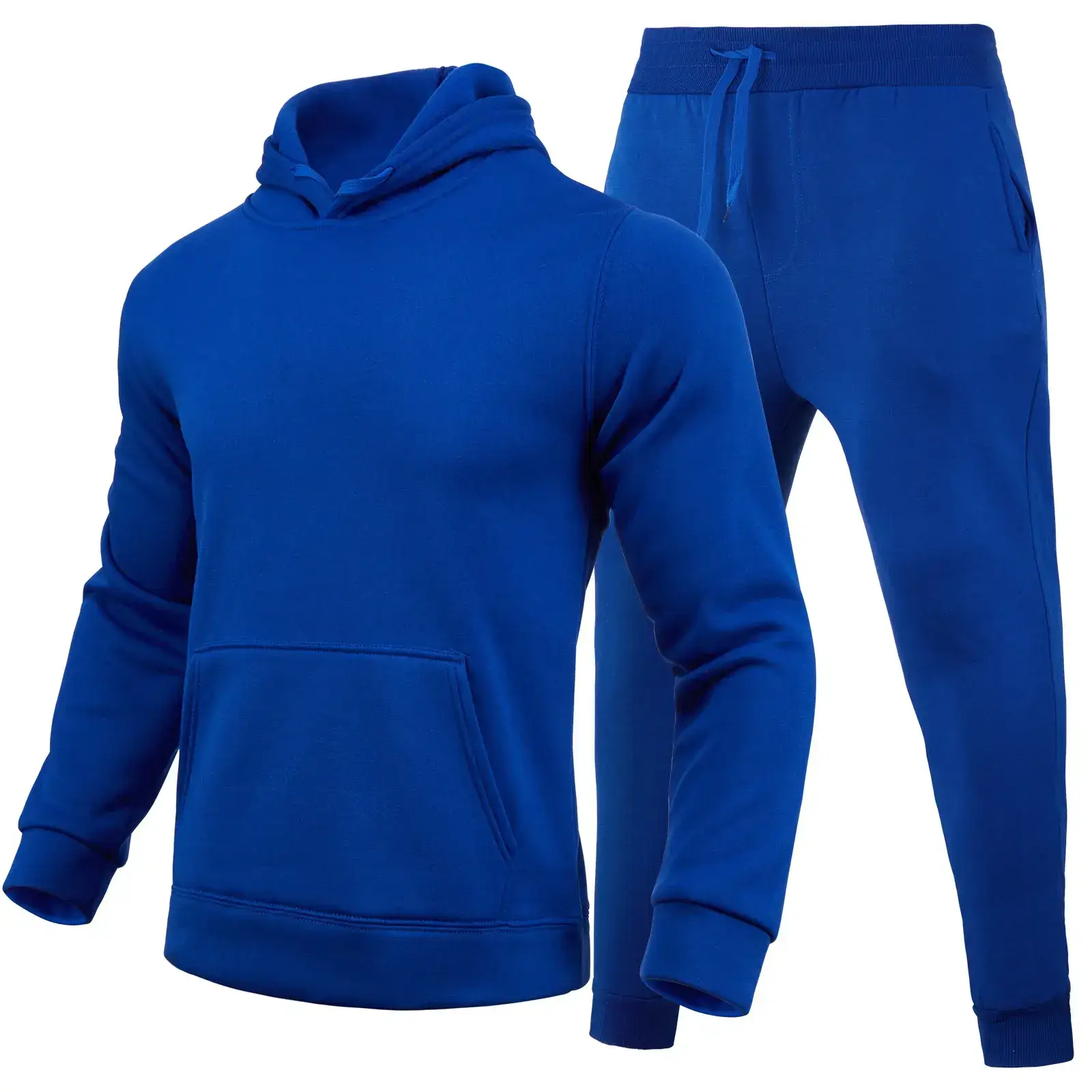 2024 Men's Fleece Hoodie & Pants Set Navy Blue — feature 7
