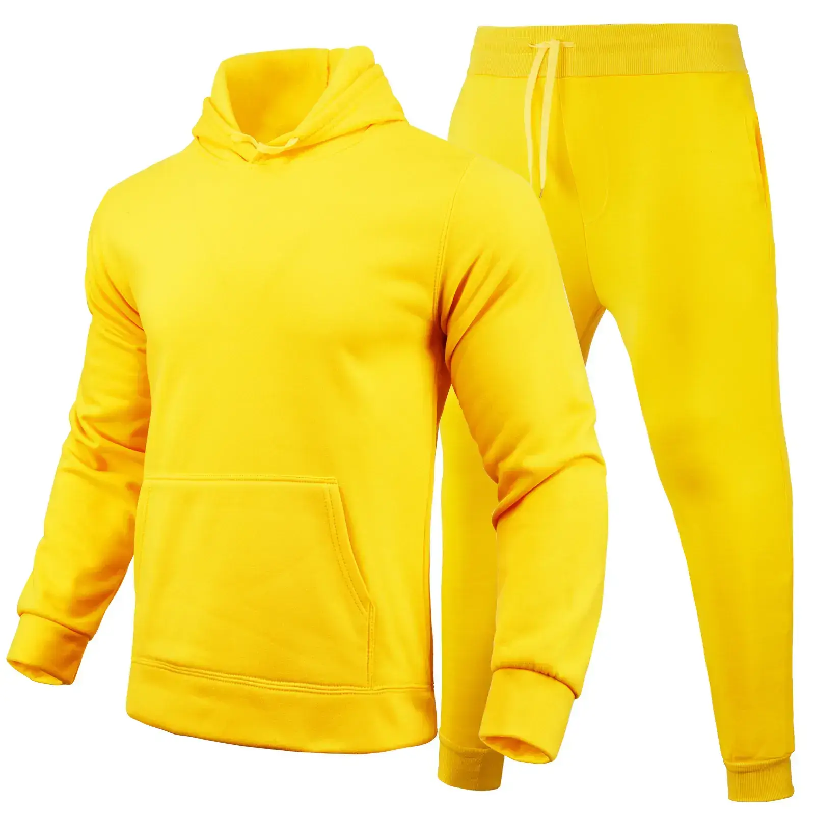 2024 Men's Fleece Hoodie & Pants Set Navy Blue - Image 3