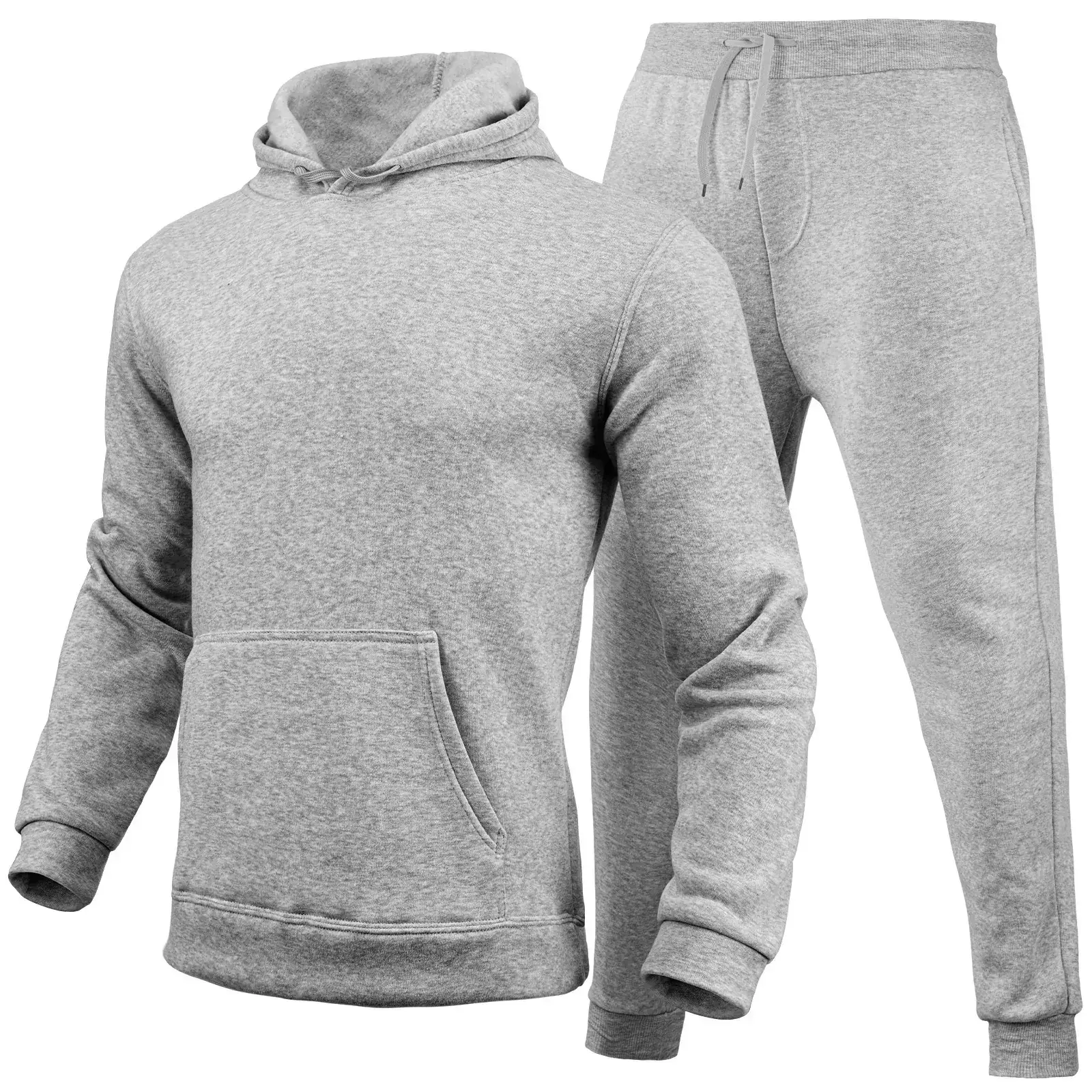 2024 Men's Fleece Hoodie & Pants Set Navy Blue - Image 6