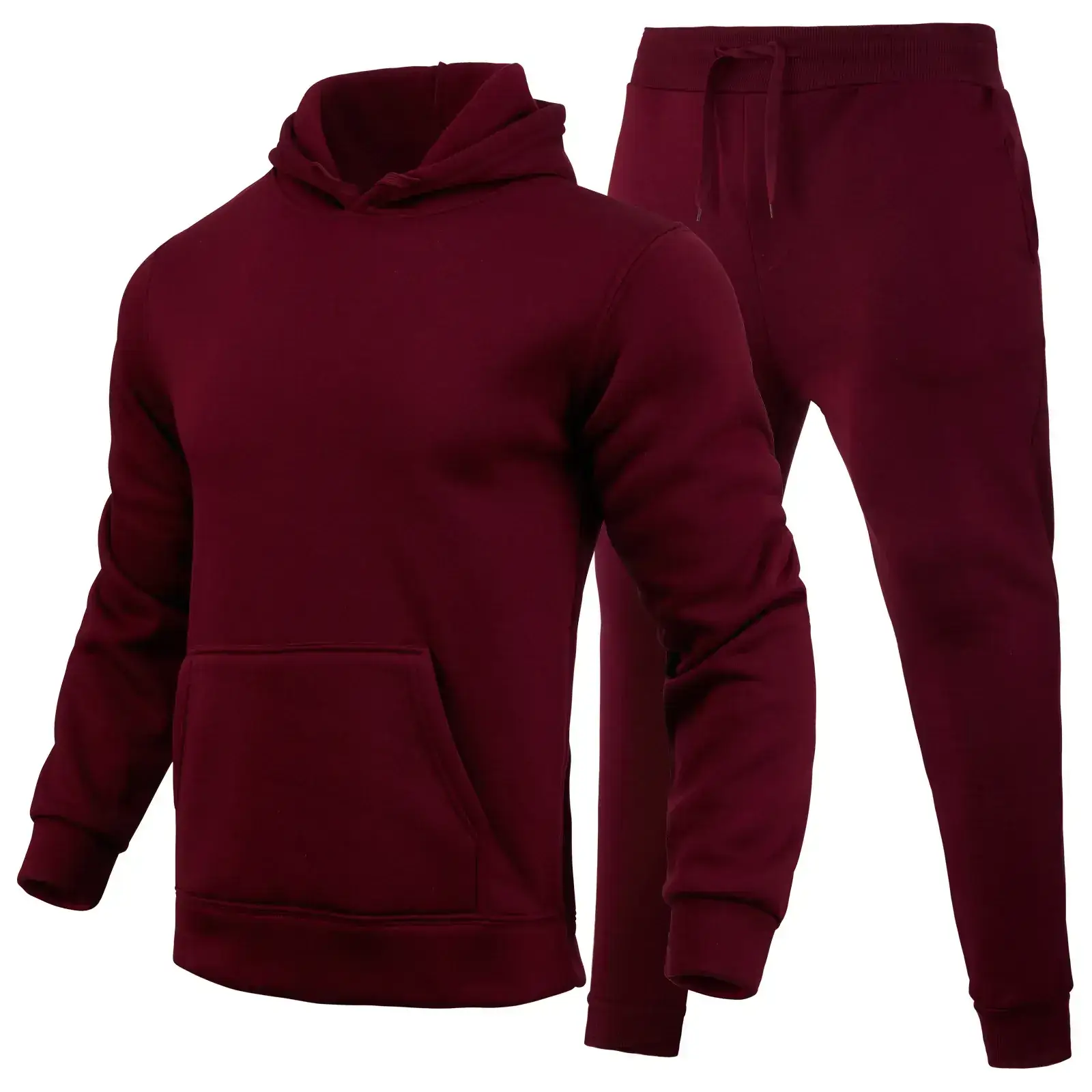 2024 Men's Fleece Hoodie & Pants Set Navy Blue - Image 9
