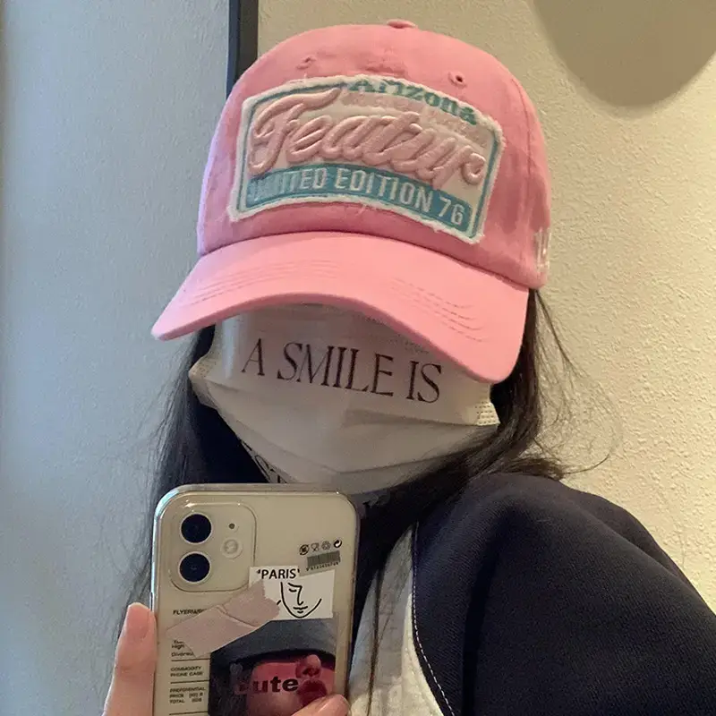 Women Pink Feathered Baseball Cap Sun Hat - Image 6