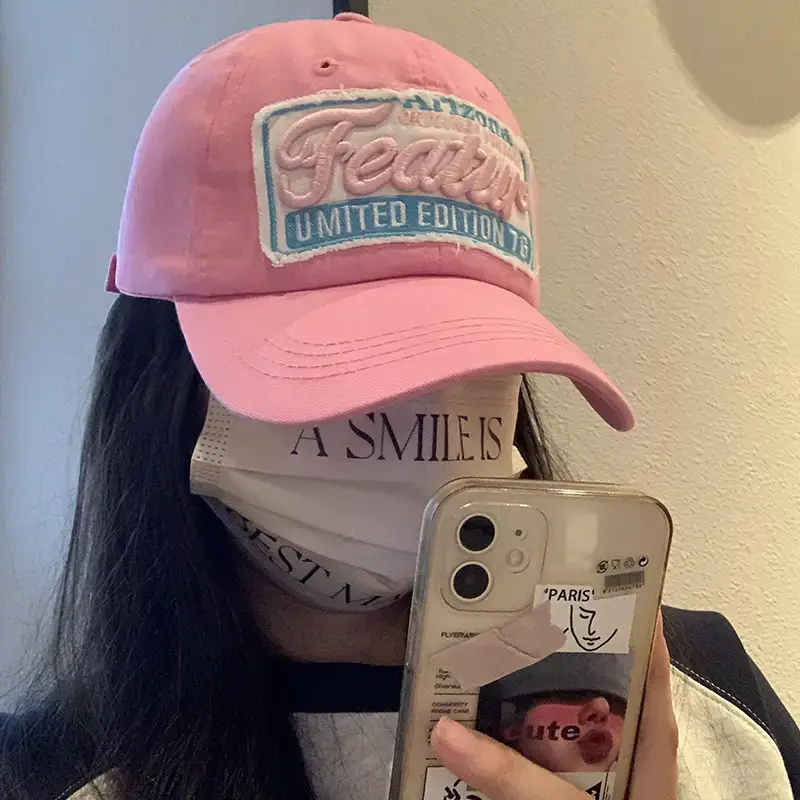 Women Pink Feathered Baseball Cap Sun Hat - Image 8