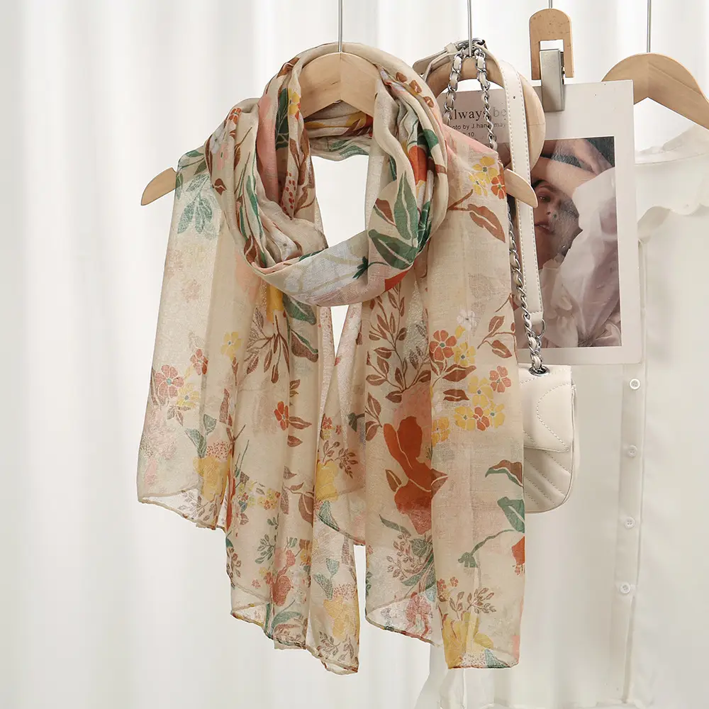 Women Printed Chiffon Scarves Floral 2024 Spring - Image 7