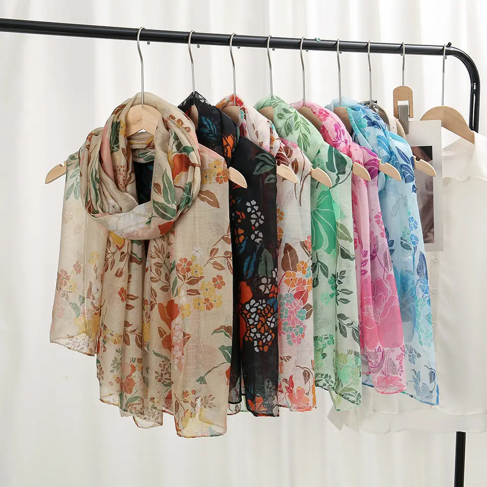 Women Printed Chiffon Scarves Floral 2024 Spring - Image 8