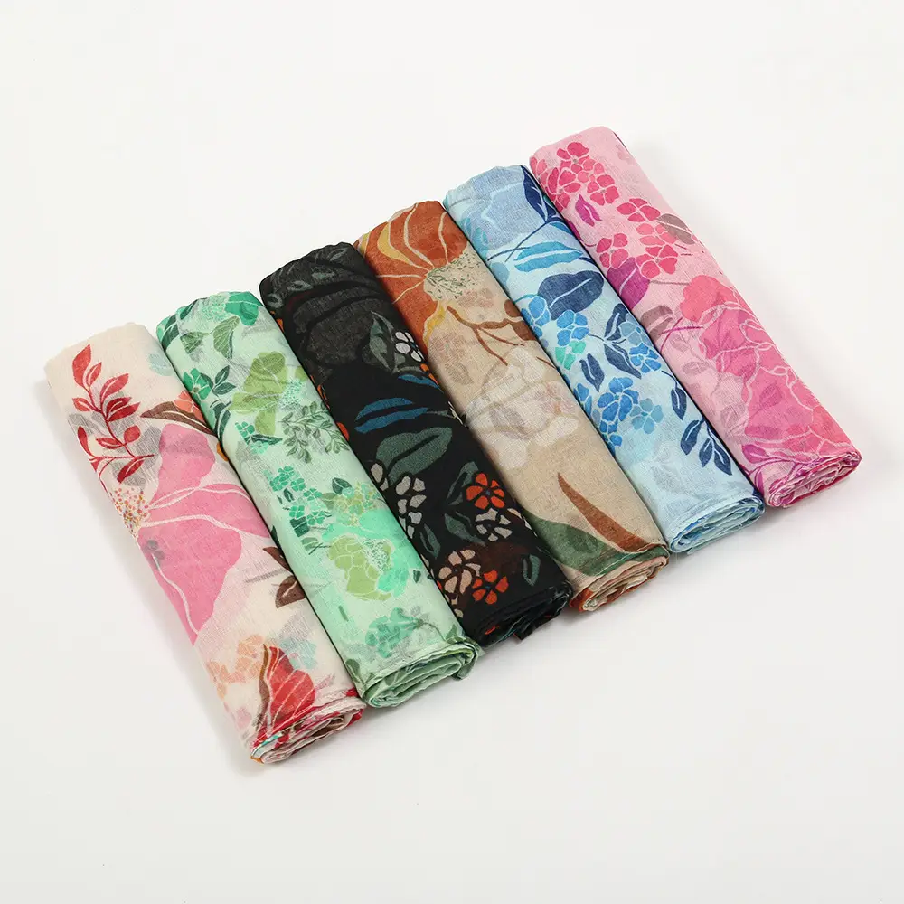 Women Printed Chiffon Scarves Floral 2024 Spring - Image 9