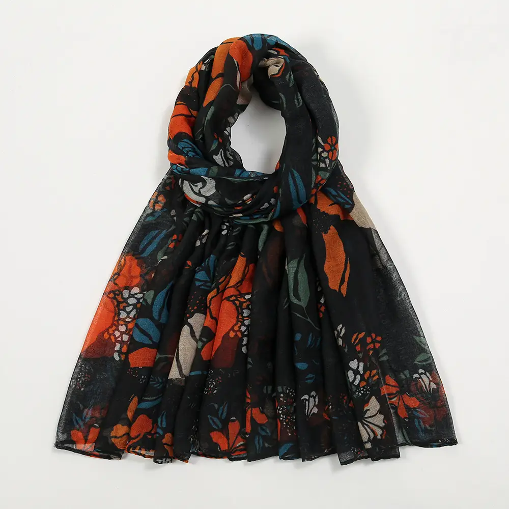 Women Printed Chiffon Scarves Floral 2024 Spring - Image 2