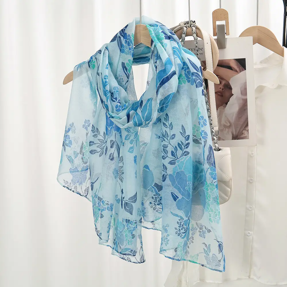 Women Printed Chiffon Scarves Floral 2024 Spring — feature 12