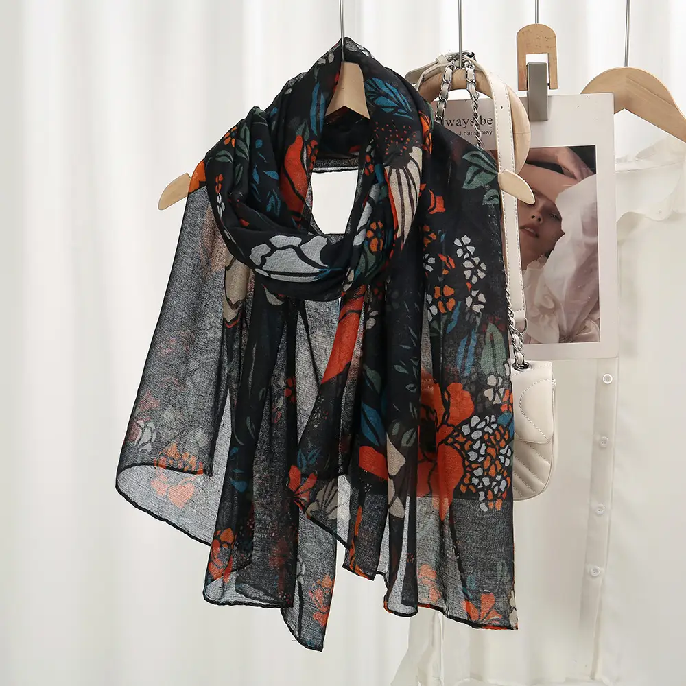 Women Printed Chiffon Scarves Floral 2024 Spring — feature 6