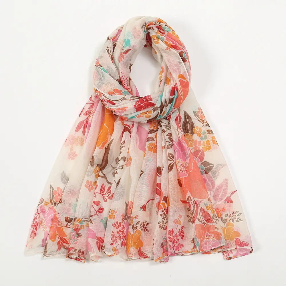 Women Printed Chiffon Scarves Floral 2024 Spring - Image 3