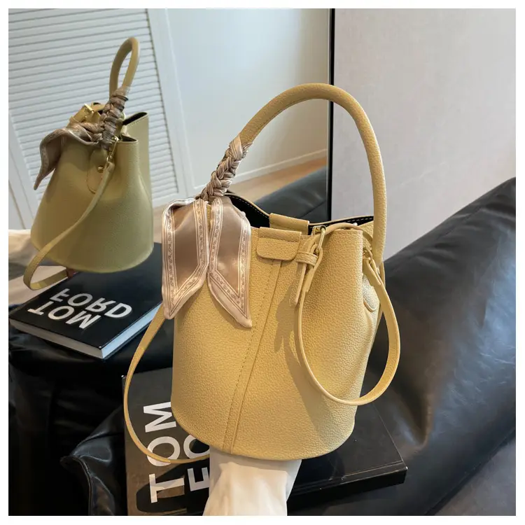 Black Leather Bucket Bag for Women Casual Shoulder Crossbody — feature 11