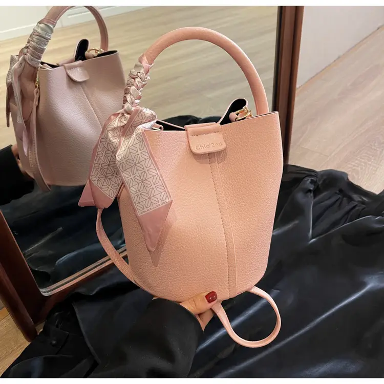 Black Leather Bucket Bag for Women Casual Shoulder Crossbody — feature 17