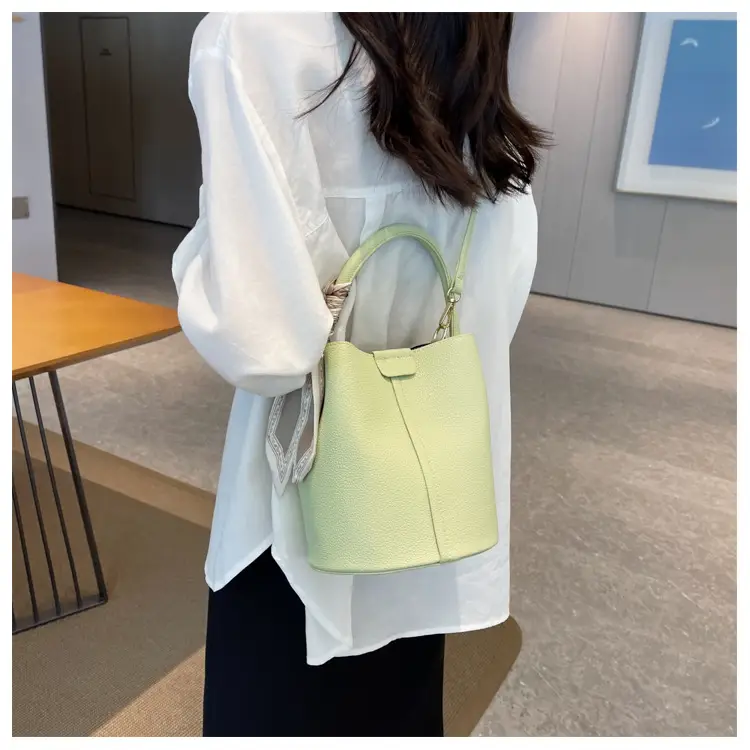 Black Leather Bucket Bag for Women Casual Shoulder Crossbody — feature 20