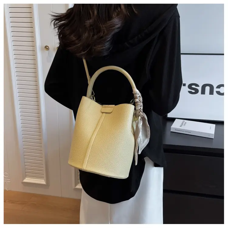 Black Leather Bucket Bag for Women Casual Shoulder Crossbody — feature 21
