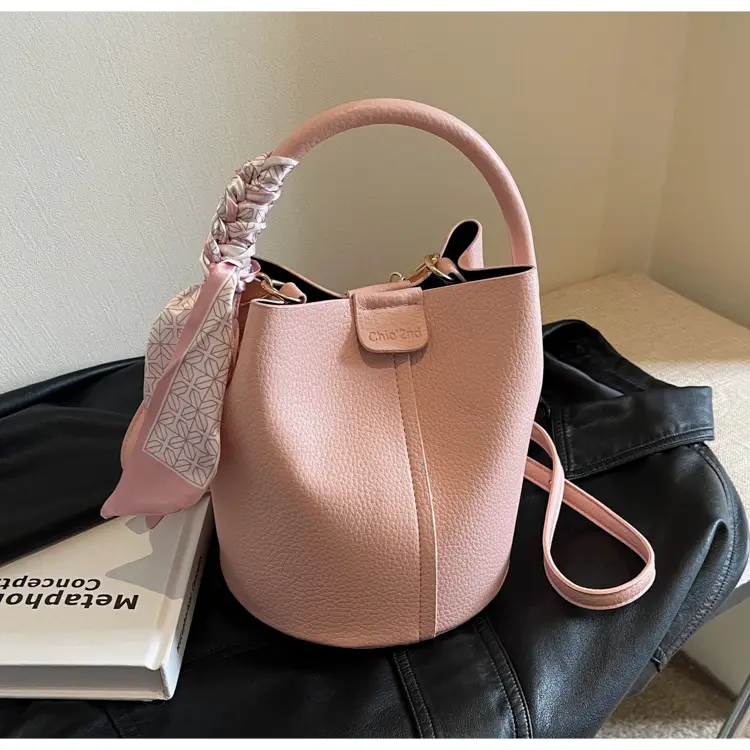 Black Leather Bucket Bag for Women Casual Shoulder Crossbody — feature 8