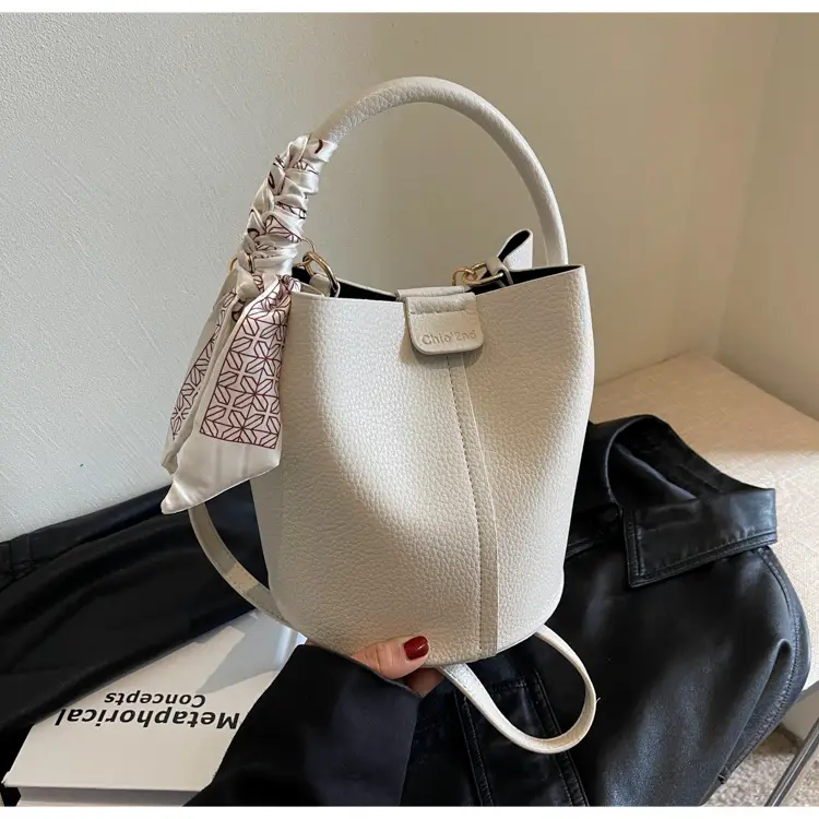 Black Leather Bucket Bag for Women Casual Shoulder Crossbody — feature 9