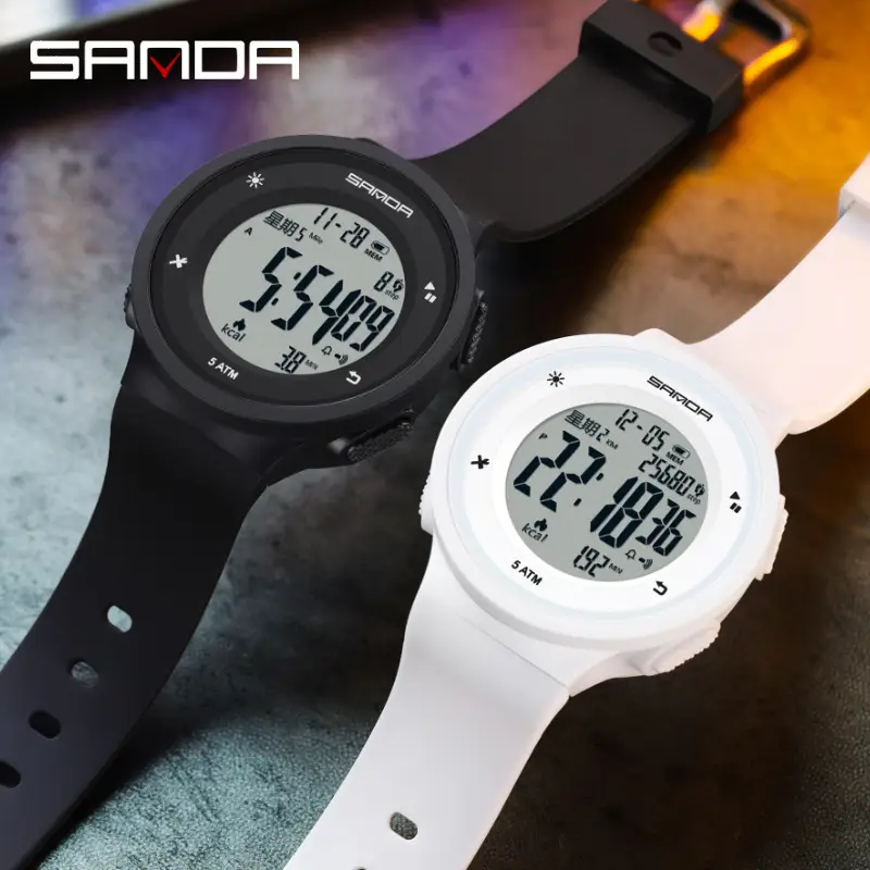 Sanda Black Digital Step Counter Watch for Students Youth - Image 7