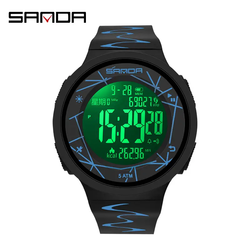 Sanda Black Digital Step Counter Watch for Students Youth - Image 10