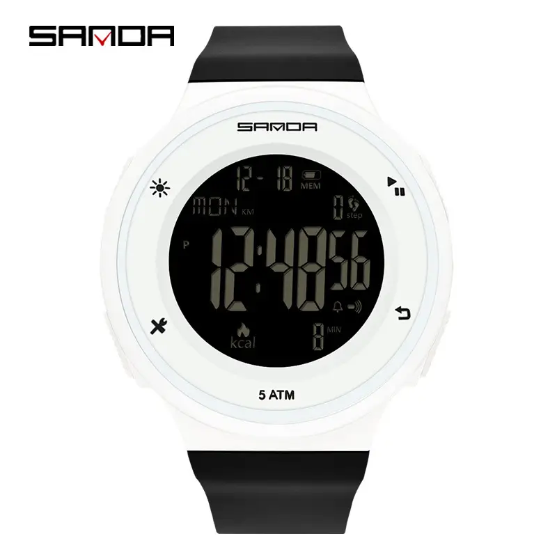 Sanda Black Digital Step Counter Watch for Students Youth - Image 3