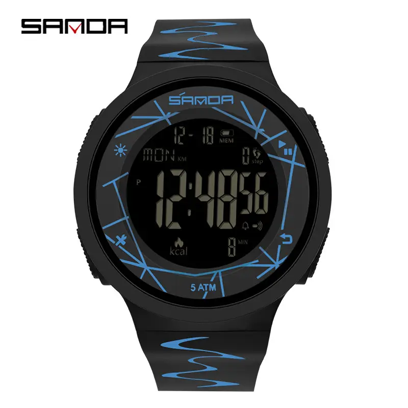 Sanda Black Digital Step Counter Watch for Students Youth - Image 5
