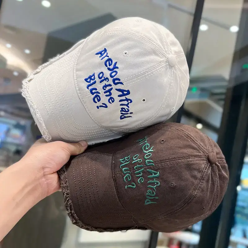 Retro Raw Edge Frayed Baseball Cap for Men Women - Image 10
