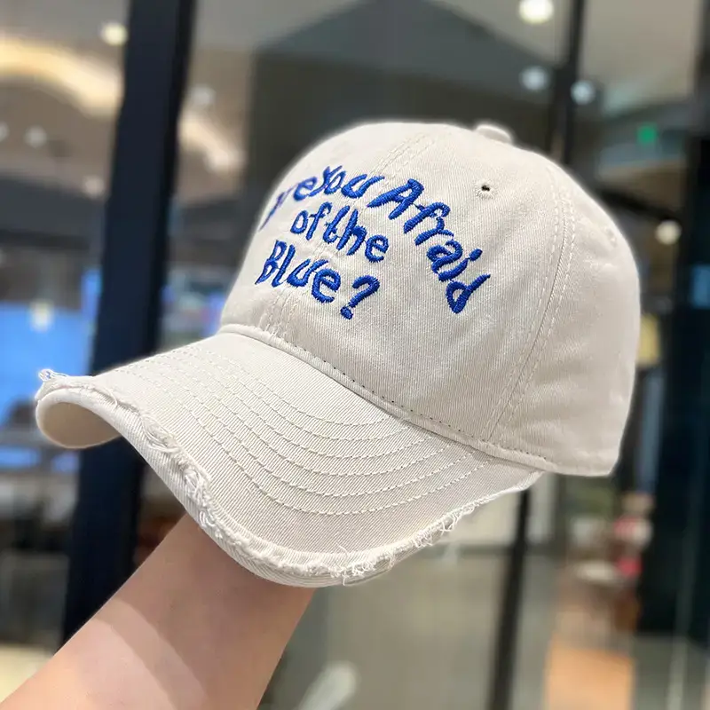 Retro Raw Edge Frayed Baseball Cap for Men Women — feature 15