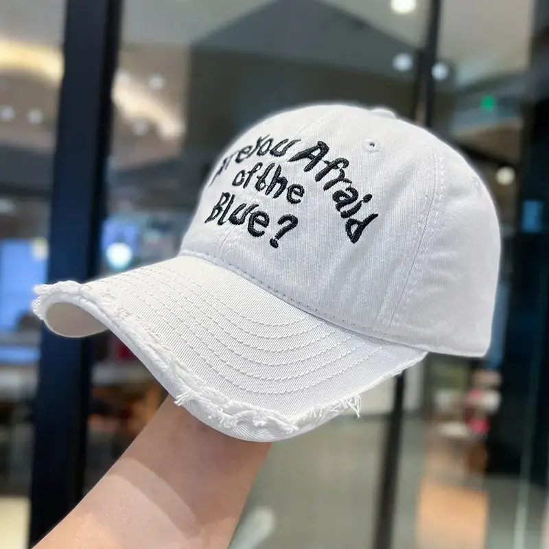 Retro Raw Edge Frayed Baseball Cap for Men Women — feature 23