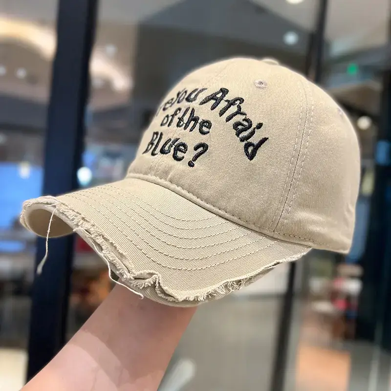 Retro Raw Edge Frayed Baseball Cap for Men Women — feature 27