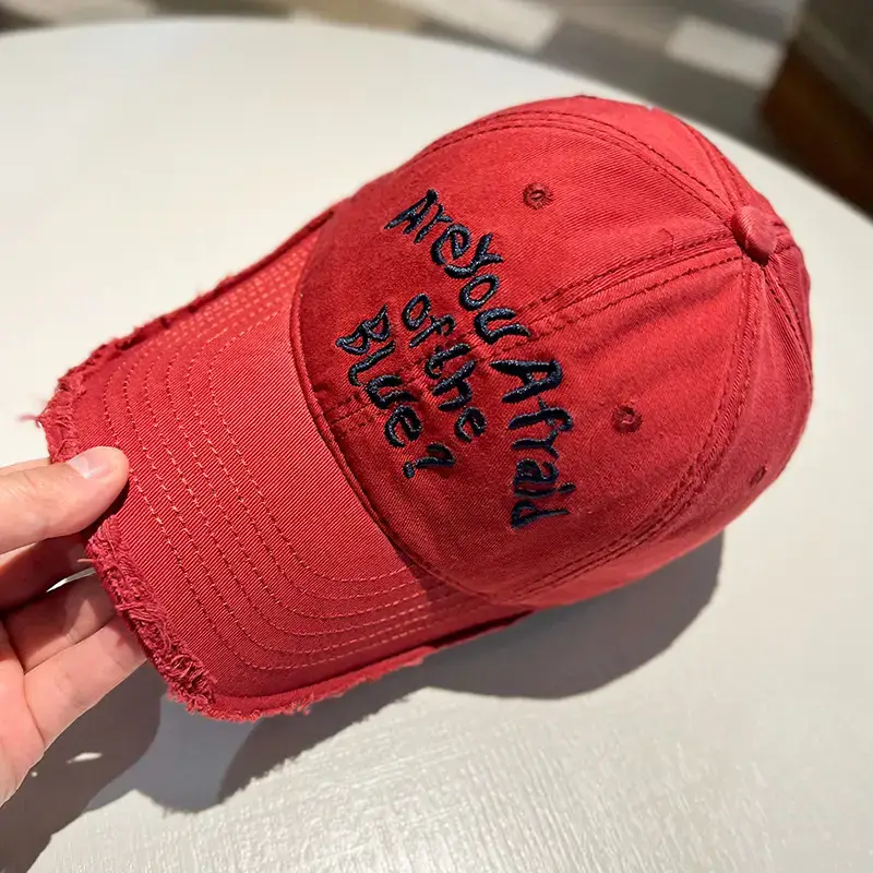 Retro Raw Edge Frayed Baseball Cap for Men Women — feature 9